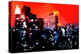 Low Poly New York Art - Manhattan Red Night-Philippe Hugonnard-Stretched Canvas