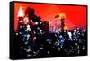 Low Poly New York Art - Manhattan Red Night-Philippe Hugonnard-Framed Stretched Canvas