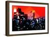 Low Poly New York Art - Manhattan Red Night-Philippe Hugonnard-Framed Art Print