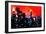 Low Poly New York Art - Manhattan Red Night-Philippe Hugonnard-Framed Art Print