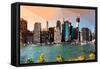 Low Poly New York Art - Manhattan Skyline-Philippe Hugonnard-Framed Stretched Canvas