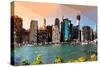 Low Poly New York Art - Manhattan Skyline-Philippe Hugonnard-Stretched Canvas