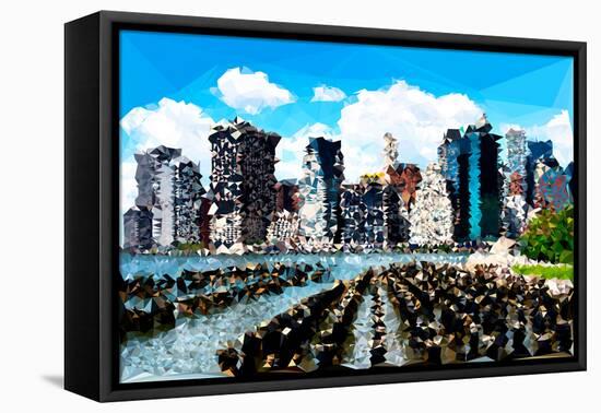 Low Poly New York Art - Manhattan Skyscrapers II-Philippe Hugonnard-Framed Stretched Canvas