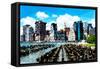 Low Poly New York Art - Manhattan Skyscrapers II-Philippe Hugonnard-Framed Stretched Canvas