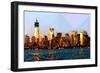 Low Poly New York Art - Manhattan View at Sunset-Philippe Hugonnard-Framed Art Print