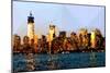 Low Poly New York Art - Manhattan View at Sunset-Philippe Hugonnard-Mounted Art Print