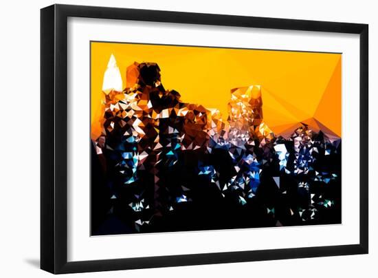 Low Poly New York Art - Manhattan Yellow Night-Philippe Hugonnard-Framed Art Print