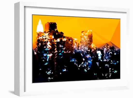 Low Poly New York Art - Manhattan Yellow Night-Philippe Hugonnard-Framed Art Print