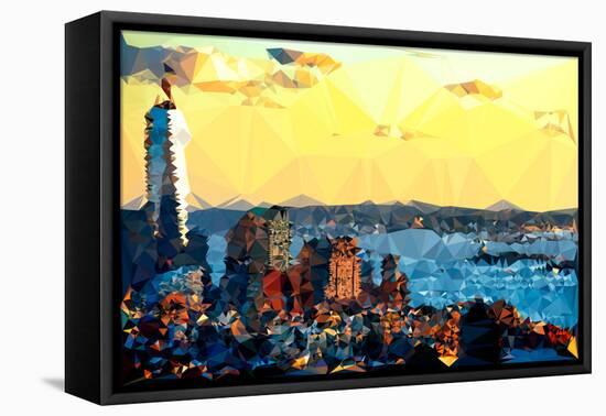 Low Poly New York Art - New York at Dusk-Philippe Hugonnard-Framed Stretched Canvas