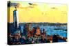 Low Poly New York Art - New York at Dusk-Philippe Hugonnard-Stretched Canvas