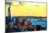 Low Poly New York Art - New York at Dusk-Philippe Hugonnard-Mounted Art Print