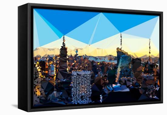 Low Poly New York Art - New York Skyline at Sunset-Philippe Hugonnard-Framed Stretched Canvas