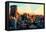 Low Poly New York Art - New York Sunset Pastel-Philippe Hugonnard-Framed Stretched Canvas