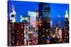 Low Poly New York Art - Night on the Skyscrapers of Manhattan-Philippe Hugonnard-Stretched Canvas