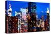 Low Poly New York Art - Night on the Skyscrapers of Manhattan-Philippe Hugonnard-Stretched Canvas