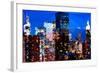 Low Poly New York Art - Night on the Skyscrapers of Manhattan-Philippe Hugonnard-Framed Art Print