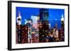 Low Poly New York Art - Night on the Skyscrapers of Manhattan-Philippe Hugonnard-Framed Art Print