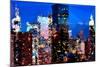 Low Poly New York Art - Night on the Skyscrapers of Manhattan-Philippe Hugonnard-Mounted Art Print
