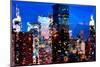 Low Poly New York Art - Night on the Skyscrapers of Manhattan-Philippe Hugonnard-Mounted Art Print