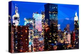 Low Poly New York Art - Night on the Skyscrapers of Manhattan-Philippe Hugonnard-Stretched Canvas