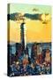 Low Poly New York Art - One World Trade Center Sunset II-Philippe Hugonnard-Stretched Canvas