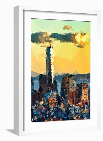 Low Poly New York Art - One World Trade Center Sunset II-Philippe Hugonnard-Framed Art Print