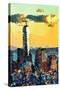 Low Poly New York Art - One World Trade Center Sunset II-Philippe Hugonnard-Stretched Canvas