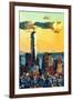 Low Poly New York Art - One World Trade Center Sunset II-Philippe Hugonnard-Framed Art Print
