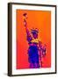 Low Poly New York Art - Orange Lady Liberty-Philippe Hugonnard-Framed Art Print