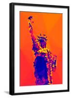 Low Poly New York Art - Orange Lady Liberty-Philippe Hugonnard-Framed Art Print