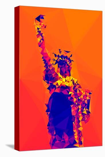 Low Poly New York Art - Orange Lady Liberty-Philippe Hugonnard-Stretched Canvas