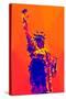 Low Poly New York Art - Orange Lady Liberty-Philippe Hugonnard-Stretched Canvas