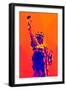 Low Poly New York Art - Orange Lady Liberty-Philippe Hugonnard-Framed Art Print