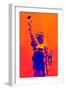 Low Poly New York Art - Orange Lady Liberty-Philippe Hugonnard-Framed Art Print