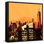 Low Poly New York Art - Orange Skyscrapers-Philippe Hugonnard-Framed Stretched Canvas