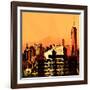 Low Poly New York Art - Orange Skyscrapers-Philippe Hugonnard-Framed Art Print