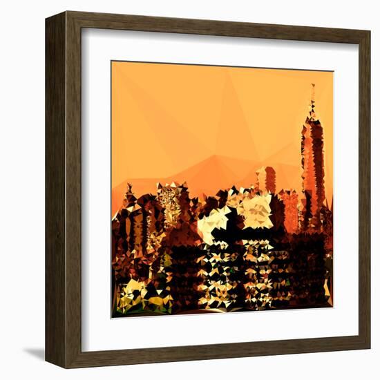 Low Poly New York Art - Orange Skyscrapers-Philippe Hugonnard-Framed Art Print