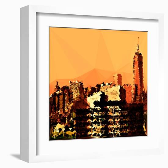 Low Poly New York Art - Orange Skyscrapers-Philippe Hugonnard-Framed Art Print