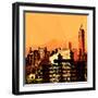 Low Poly New York Art - Orange Skyscrapers-Philippe Hugonnard-Framed Premium Giclee Print