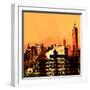 Low Poly New York Art - Orange Skyscrapers-Philippe Hugonnard-Framed Premium Giclee Print