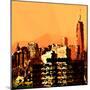 Low Poly New York Art - Orange Skyscrapers-Philippe Hugonnard-Mounted Premium Giclee Print