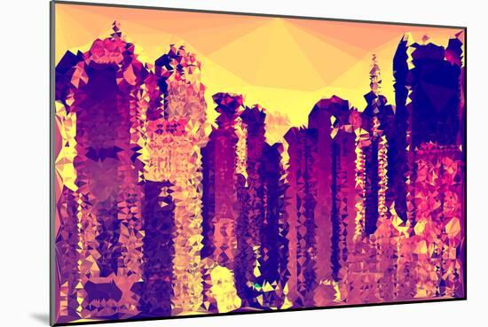 Low Poly New York Art - Orange Sunset Skyscrapers-Philippe Hugonnard-Mounted Art Print