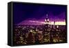 Low Poly New York Art - Purple Skyline at Night-Philippe Hugonnard-Framed Stretched Canvas