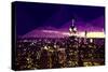 Low Poly New York Art - Purple Skyline at Night-Philippe Hugonnard-Stretched Canvas