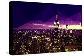 Low Poly New York Art - Purple Skyline at Night-Philippe Hugonnard-Stretched Canvas