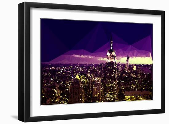 Low Poly New York Art - Purple Skyline at Night-Philippe Hugonnard-Framed Art Print