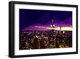 Low Poly New York Art - Purple Skyline at Night-Philippe Hugonnard-Framed Art Print