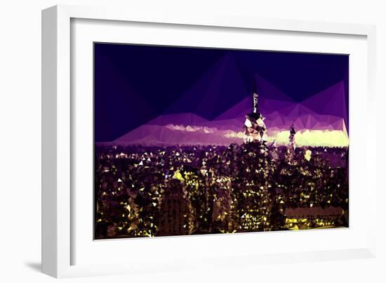 Low Poly New York Art - Purple Skyline at Night-Philippe Hugonnard-Framed Art Print