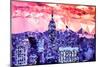 Low Poly New York Art - Purple Sunset-Philippe Hugonnard-Mounted Art Print