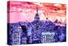 Low Poly New York Art - Purple Sunset-Philippe Hugonnard-Stretched Canvas